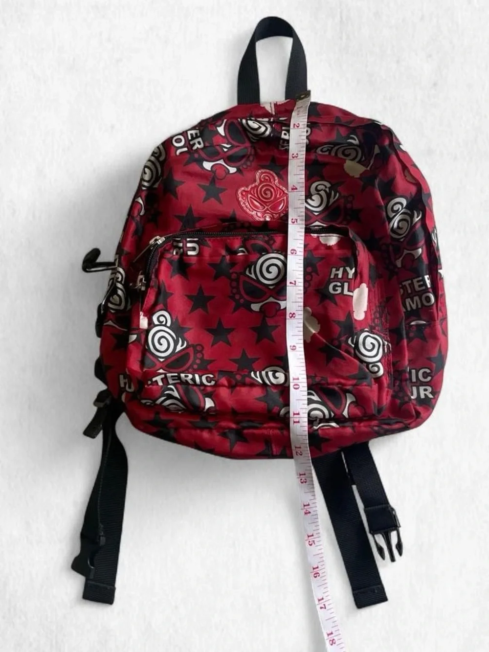 Hysteric Glamour Black & Red Logo Mesh Backpack
